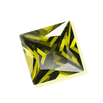 Princess Cut Dark Peridot CZ Loose Gemstones (Pack of 5)